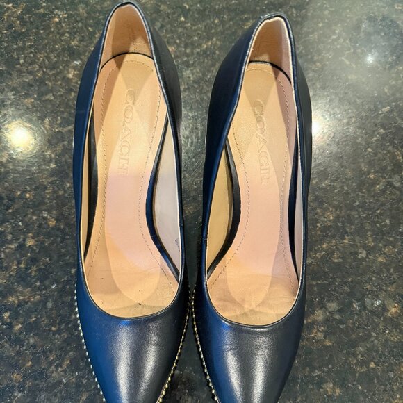 COACH Black Leather High Heel Shoe size 7.5 - Picture 9 of 16